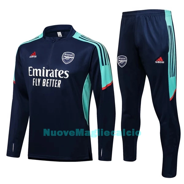 Arsenal Tute Felpe da Allenamento Uomo 1/4-Zip 2022-23 Blu Verde