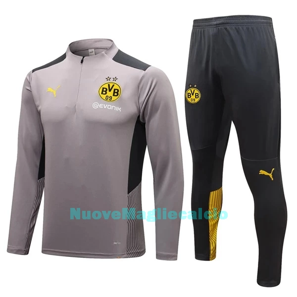 BVB Borussia Dortmund Tute Felpe da Allenamento Uomo 1/4-Zip 2022-23 Grigio Chiaro