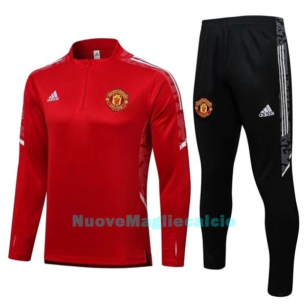 Manchester United Champions League Tute Felpe da Allenamento Bambino 1/4-Zip 2022-23 Bianca Rossa