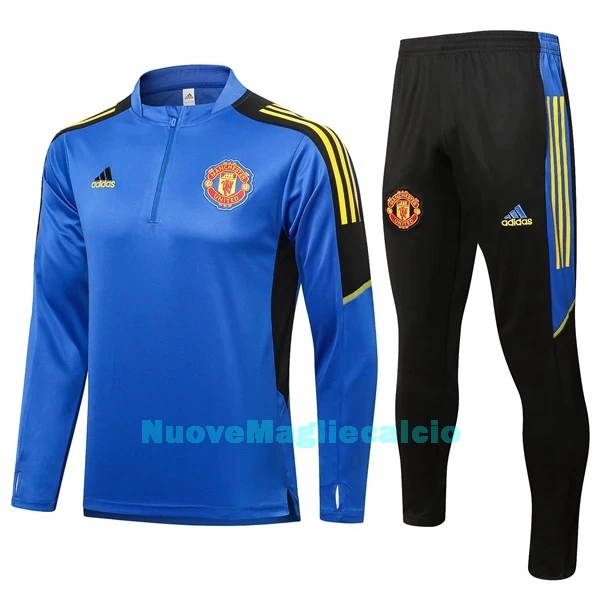 Manchester United Champions League Tute Felpe da Allenamento Bambino 1/4-Zip 2022-23 Blu