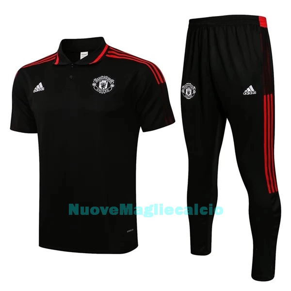 Manchester United Polo da Allenamento Uomo 2022-23 Nero Rosso Nero