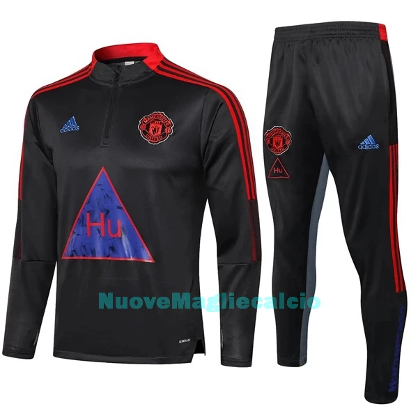 Manchester United Tute Felpe da Allenamento Bambino 1/4-Zip 2022-23 Grigio Scuro