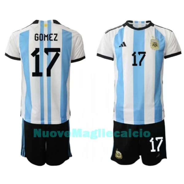 Completo calcio Argentina Alejandro Gomez 17 Bambino Primo Mondiali 2022