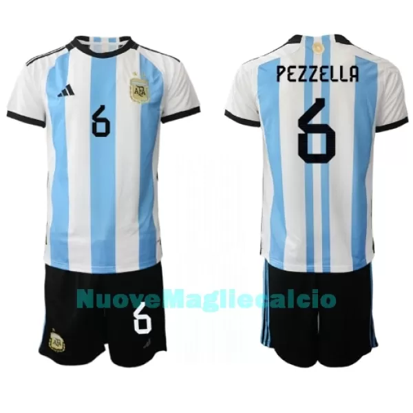 Completo calcio Argentina German Pezzella 6 Bambino Primo Mondiali 2022