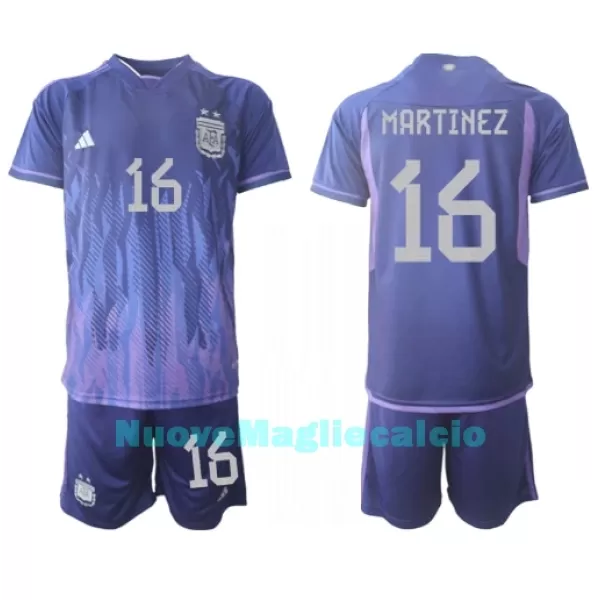 Completo calcio Argentina Lisandro Martinez 16 Bambino Secondo Mondiali 2022