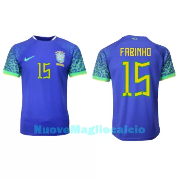 Maglia Brasile Fabinho 15 Uomo Secondo Mondiali 2022