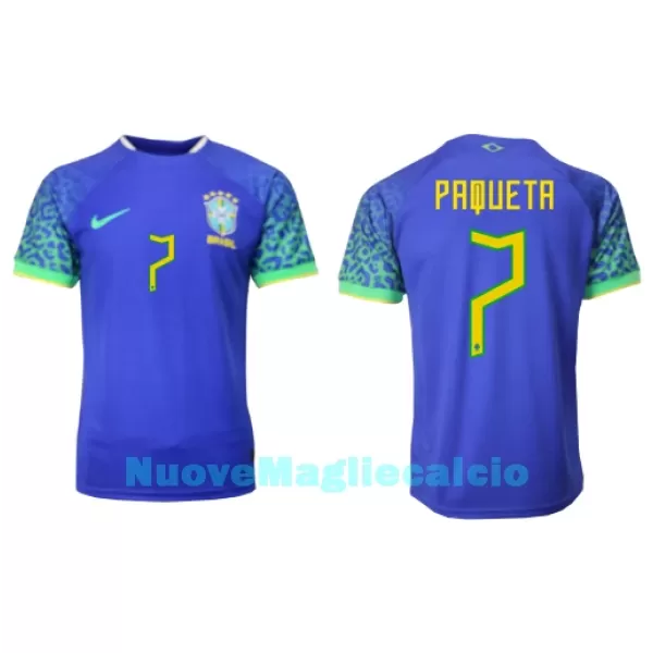 Maglia Brasile Lucas Paqueta 7 Uomo Secondo Mondiali 2022
