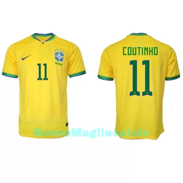 Maglia Brasile Philippe Coutinho 11 Uomo Primo Mondiali 2022