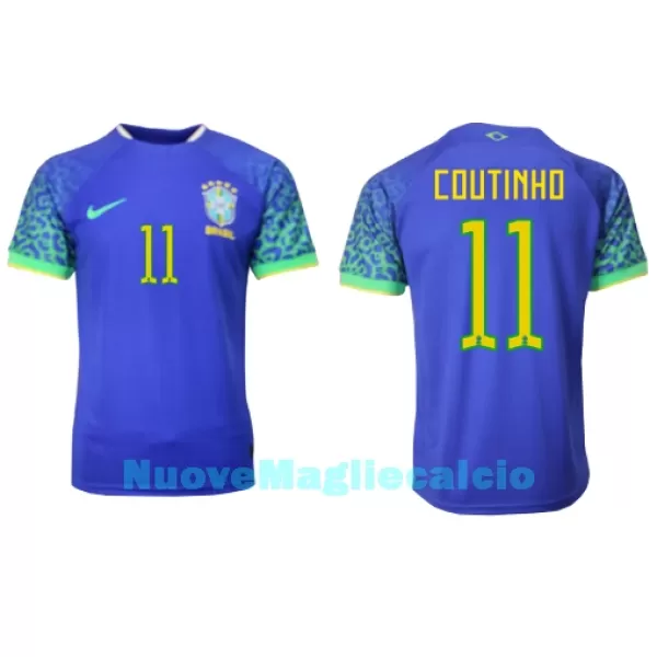 Maglia Brasile Philippe Coutinho 11 Uomo Secondo Mondiali 2022