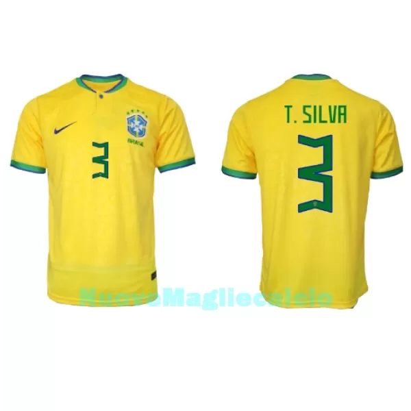 Maglia Brasile Thiago Silva 3 Uomo Primo Mondiali 2022