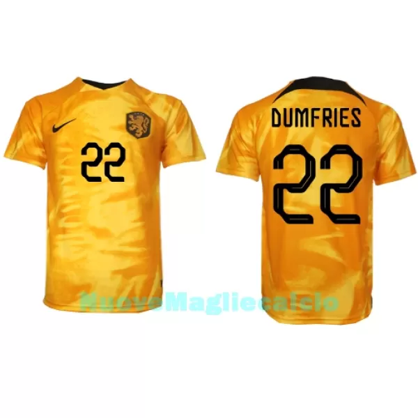 Maglia Olanda Denzel Dumfries 22 Uomo Primo Mondiali 2022