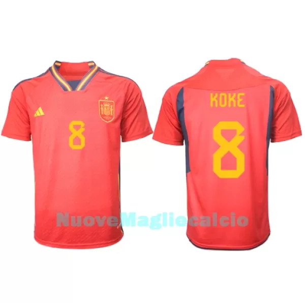 Maglia Spagna Koke 8 Uomo Primo Mondiali 2022