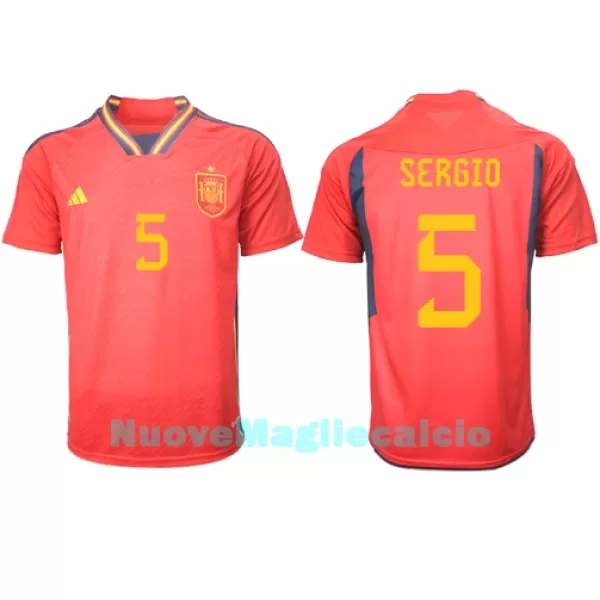 Maglia Spagna Sergio Busquets 5 Uomo Primo Mondiali 2022