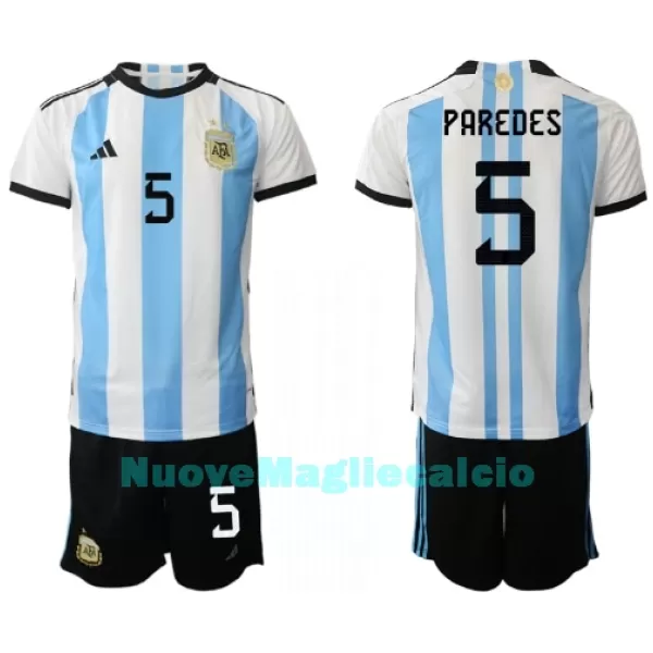 Completo calcio Argentina Leandro Paredes 5 Bambino Primo Mondiali 2022