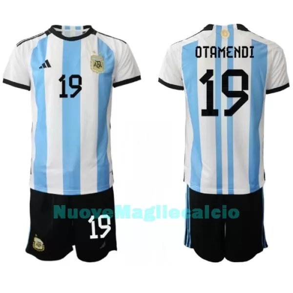 Completo calcio Argentina Nicolas Otamendi 19 Bambino Primo Mondiali 2022