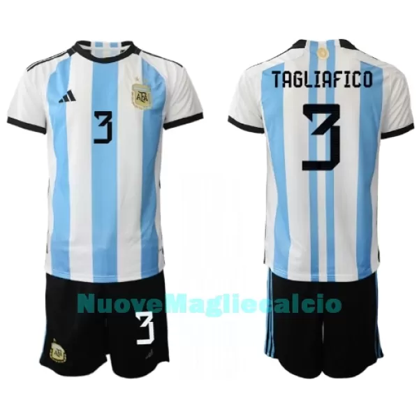 Completo calcio Argentina Nicolas Tagliafico 3 Bambino Primo Mondiali 2022