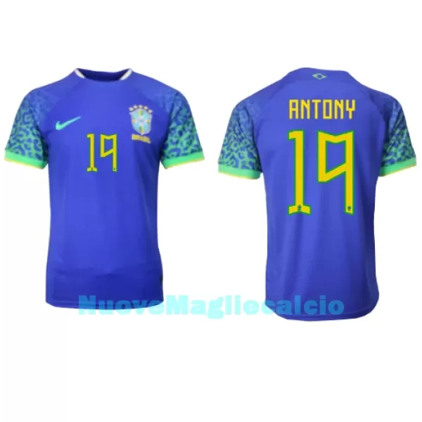 Maglia Brasile Antony 19 Uomo Secondo Mondiali 2022