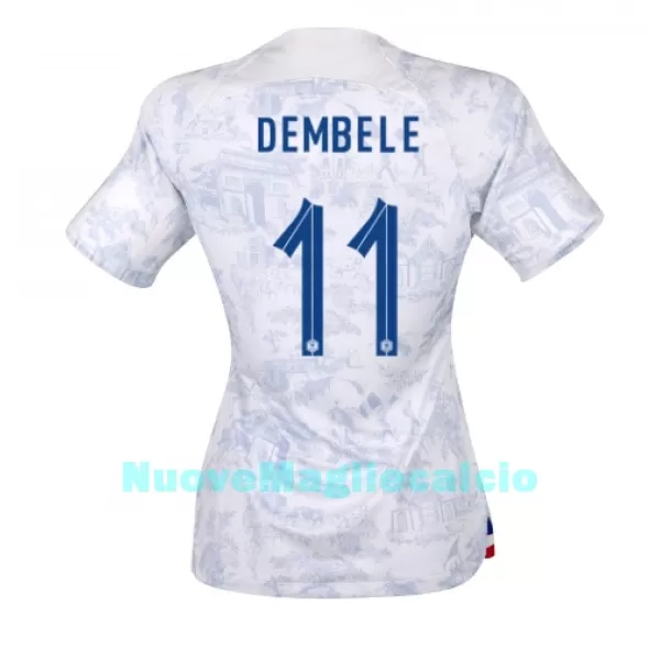 Maglia Francia Ousmane Dembele 11 Donna Secondo Mondiali 2022