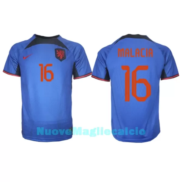 Maglia Olanda Tyrell Malacia 16 Uomo Secondo Mondiali 2022