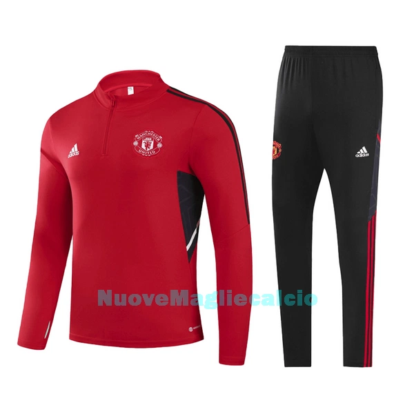 Manchester United Felpe da Allenamento Bambino 1/4-Zip 2022-23 Rossa