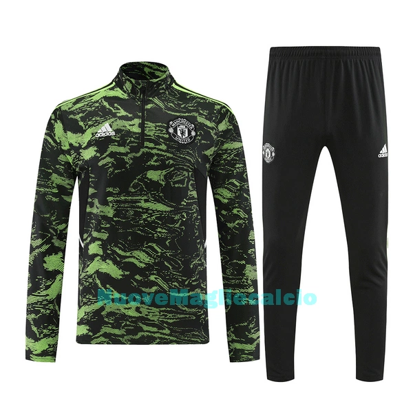 Manchester United Felpe da Allenamento Uomo 1/4-Zip 2022-23 Verde Nera