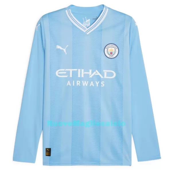 Maglia Manchester City Champions of Europe Uomo Primo 2023/24 Maniche Lunghe