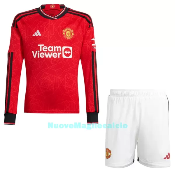 Completo calcio Manchester United Bambino Primo 2023/24 Maniche Lunghe