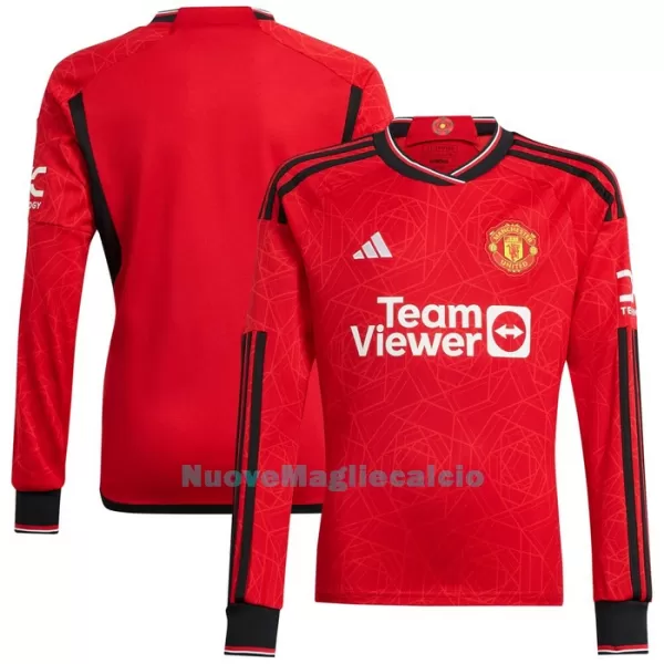 Maglia Manchester United Uomo Primo 2023/24 Maniche Lunghe