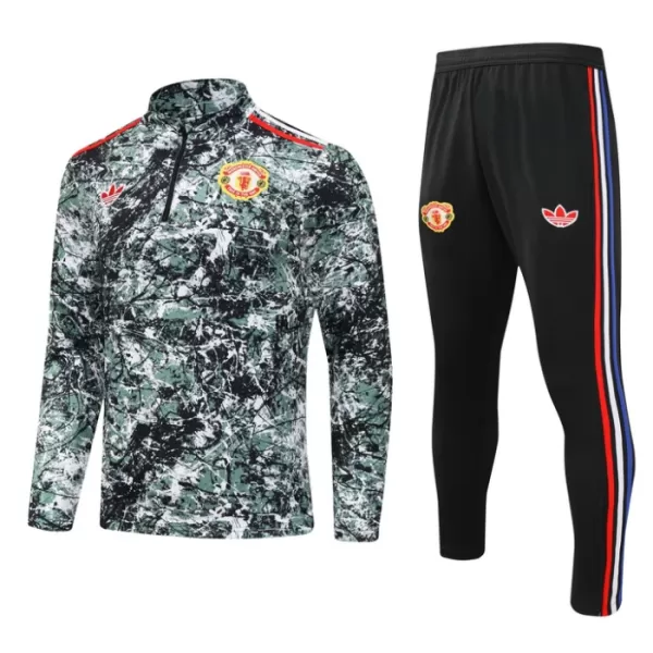 Manchester United Felpe da Allenamento Bambino 1/4-Zip 2024/25 Verde