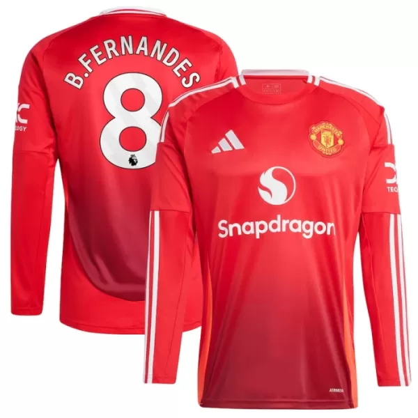 Maglia Manchester United Bruno Fernandes 8 Uomo Primo 2024/25 Maniche Lunghe