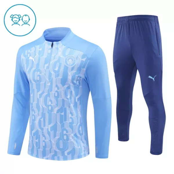 Manchester City Felpe da Allenamento Bambino 1/4-Zip 2024/25 Blu