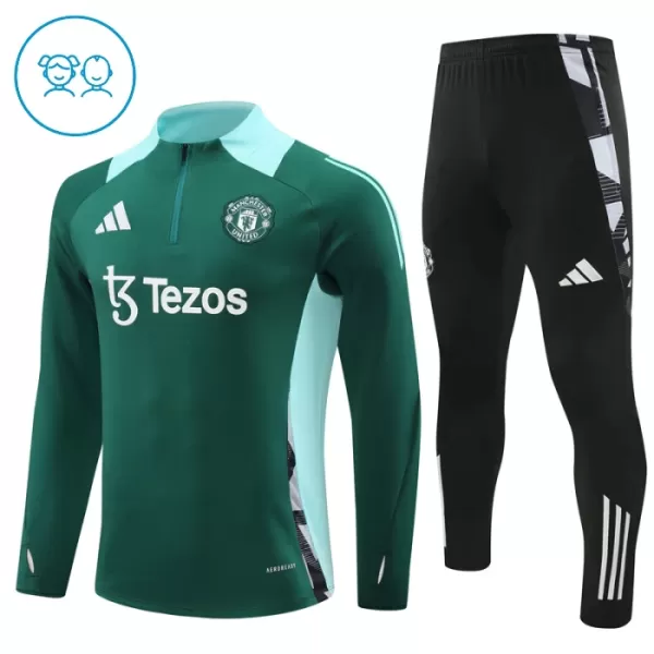 Manchester United Felpe da Allenamento Bambino 1/4-Zip 2024/25 Verde