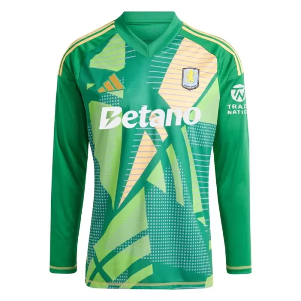 Completo calcio Portiere Aston Villa Bambino 2024/25 Verde Maniche Lunghe