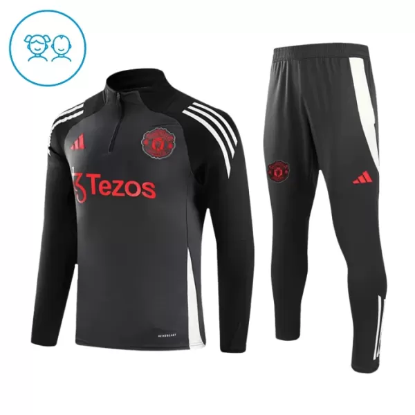 Manchester United Felpe da Allenamento Bambino 1/4-Zip 2024/25 Grigio